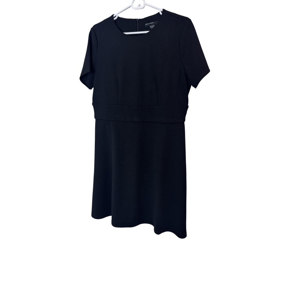Maggy London Dress Womens 12 Black Short Sleeve Fit & Flare Workwear Knee Length